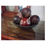 Wooden bowl w/  carpet balls