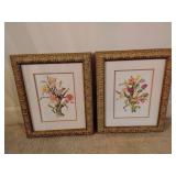 Framed water color floral prints (2)