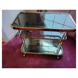 Rolling glass and metal tv cart