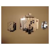 3pc mirrored wall clock with accent pieces