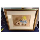 Framed watercolor Paddington Bear
