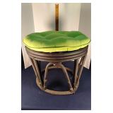 Rattan stool w/ cushion seat