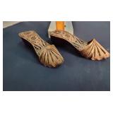 Filigree silverplate decorative wooden clog shoes