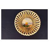 Hand painted Italian ceramic weave lattice basket