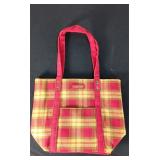 Longaberger red plaid fabric tote