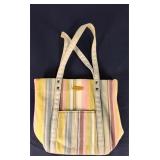 Longaberger homestead multicolor striped tote bag