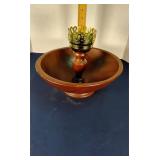 Wooden pedestal bowl w/ candle holder insert