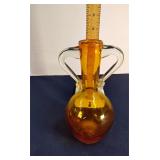 Vintage yellow amphora style glass vase