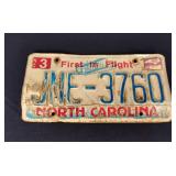North Carolina license plate