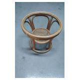 Round bamboo side table w/ glass top