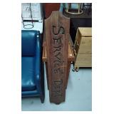 Heavy wood service department sign