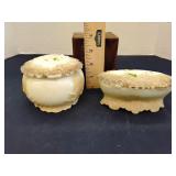 Victorian milk glass vanity jars (2)