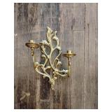 Brass candle holder wall sconce