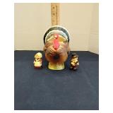 Ceramic turkey & pilgrim figurines