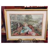 Framed girl & big dog wall art
