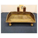 Mottahedeh brass pen & ink well holder
