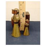 2 Brass & copper angel candle holders