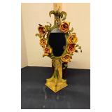 Metal floral theme standing mirror