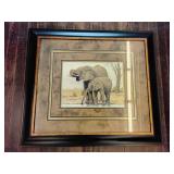 Framed & mat Elephants print