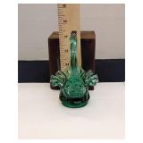 Fenton green glass basket