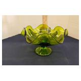 Viking emerald glass pedestal bowl