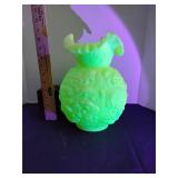 Fenton Uranium custard satin glass lamp shade