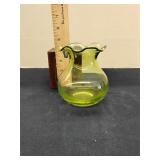 Green glass squat vase