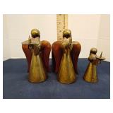 3 Brass & copper angel holders