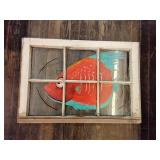 Hand painted rustic style window pane