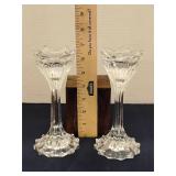 Gorham crystal lotus pillar candle holders