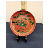Wildwood Imports red porcelain plate, 6.5'