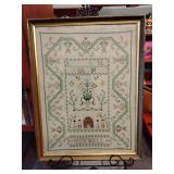 Framed linen cross stitch