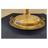 Silverplated oval serving dish w/ lid
