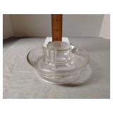Antique glass chicken waterer base