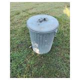 Galvanized metal trash can