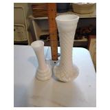 Milk glass vases (2)