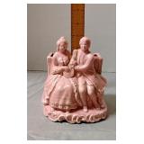 Colonial couple pink pottery planter