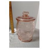 Planters MrPeanut Glass Barrel Jar pink depression