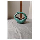 Blue handle ceramic basket