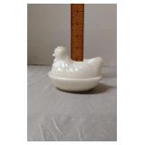 Milk glass nesting hen