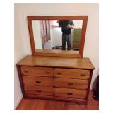 6 drawer wooden dresser w/ mirror