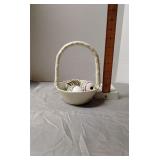 Ceramic basket w/ ceramic eggs