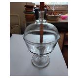 Glass pedestal covered compote