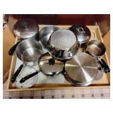 Assorted pots and pans