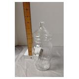 Swirl optic glass apothecary candy jar w/ lid