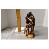 Wood carved giraffes figurine