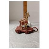 Handmade wood giraffe pull toy