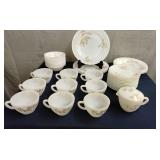 Federal glass golden glory milk glass dinnerware