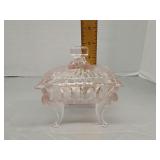 Pink depression footed trinket dish