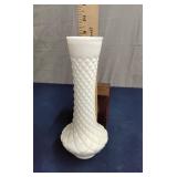 Diamond quilted milk glass vase